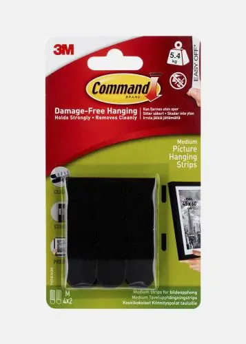 Disponibil imediat 3M Agățătoare pentru ramă Medium - Negru cu arici (20 mm)