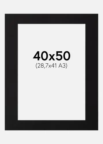 Paspartu Canson Negru Margine albă 40x50 cm (28,7x41 - A3) Disponibil imediat