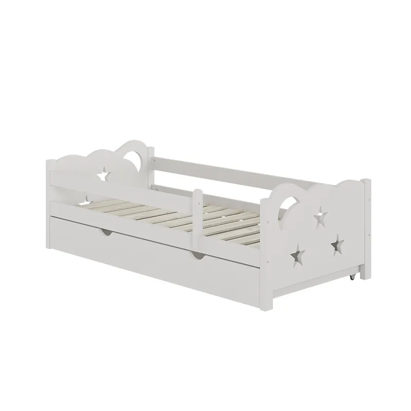 Pat pentru copii Jessica Alb 80x160 cm cu sertar, fara saltea Vitalispa Mai ieftin