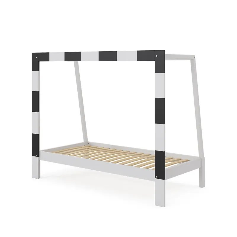 Cumpărături sigure Pat pentru copii Football goal Alb 80x160 cm fara saltea Vitalispa
