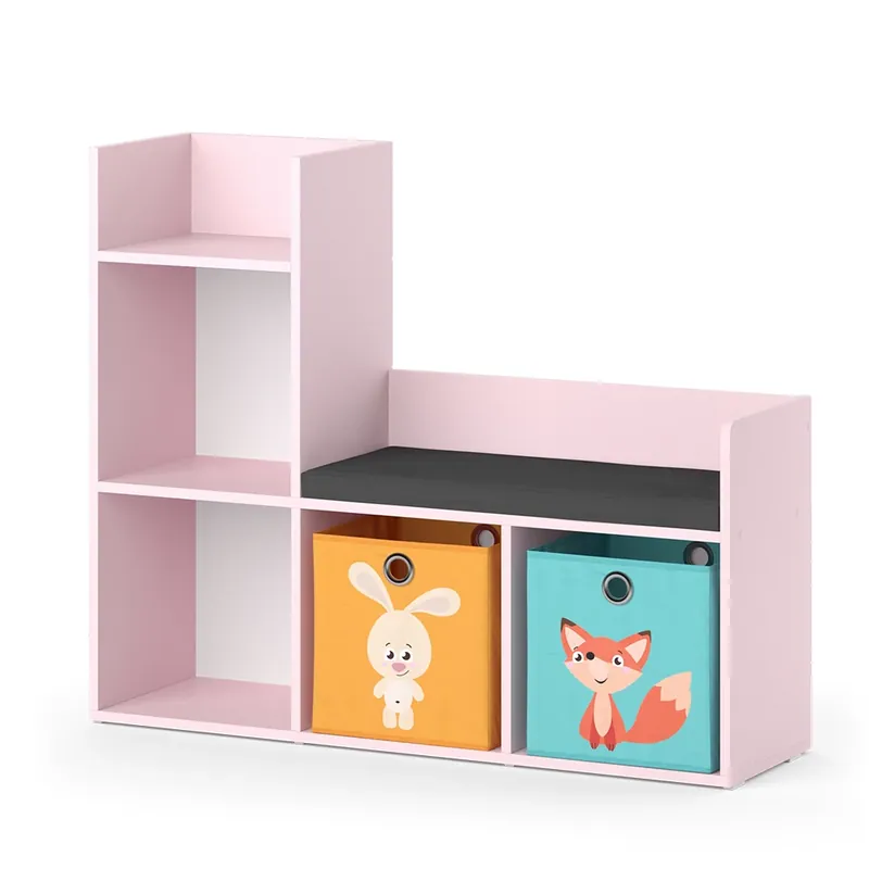 Cel mai bun preț Raft pentru copii Luigi Roz 107.2x88.6 cm cu 2 cutii pliabile (colorate) Vicco