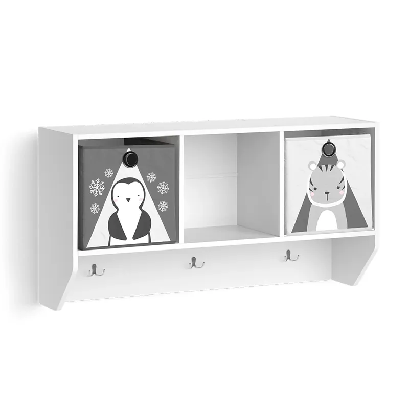 Reducere specială Raft de perete pentru camera copiilor Luigi Alb 31x56 cm cu 2 cutii pliabile opt.1 Vicco