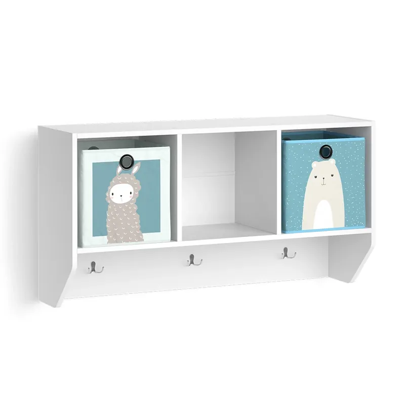 Cel mai vândut Raft de perete pentru camera copiilor Luigi Alb 31x56 cm cu 2 cutii pliabile opt.2 Vicco