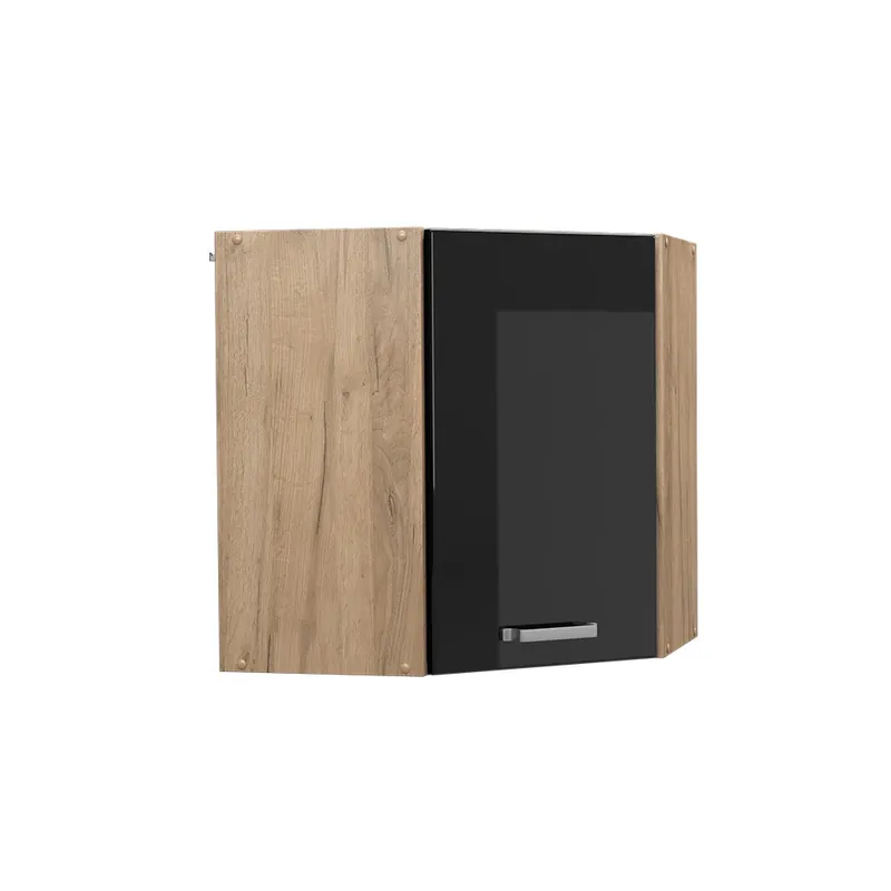 Dulap suspendat de colț R-Line Negru lucios ridicat 57 cm Vicco Discount