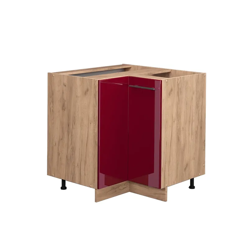 Plată securizată Dulap de bază de colț Fame-Line Bordeaux lucios ridicat 80.5 cm fara blat Vicco