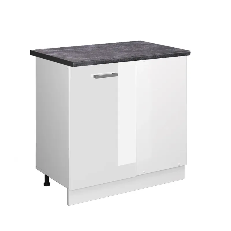 Dulap de bază de colț R-Line Alb lucios ridicat 86 cm , AP Antracit Vicco Reducere extra