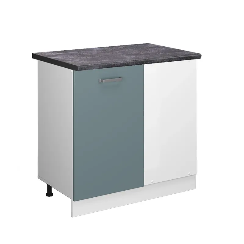 Preț promoțional Dulap de bază de colț R-Line Albastru-gri 86 cm , AP Antracit Vicco