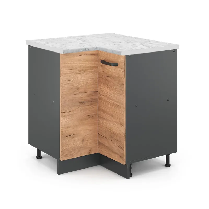 Reducere Dulap de bază de colț R-Line Stejar Goldkraft 75.6 cm marmură AP Vicco