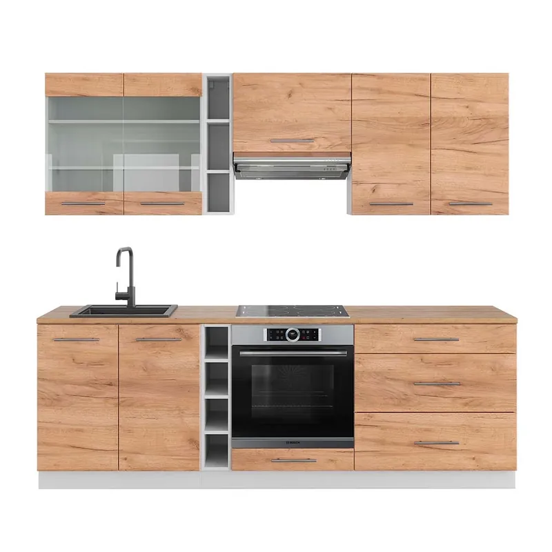 Kitchenette Fame-Line Stejar Goldkraft/alb 235 cm , AP Stejar Vicco Doar azi