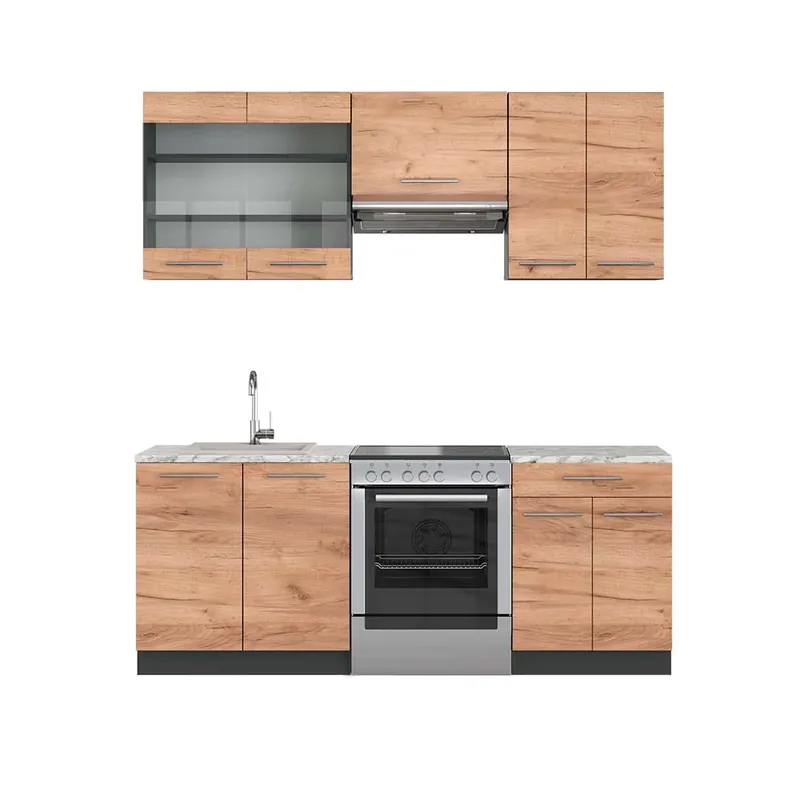 Kitchenette Fame-Line Stejar Goldkraft/antracit 200 cm , AP Marmură Vicco Reducere de preț