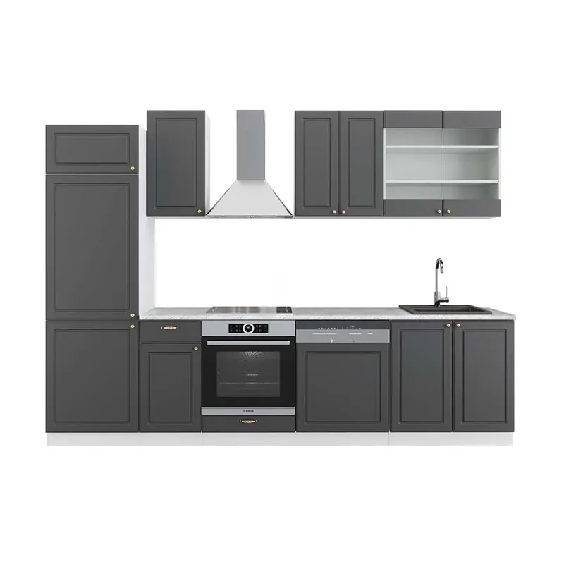 Kitchenette Fame-Line Antracit auriu/alb 300 cm , AP Marmură Vicco Vezi acum