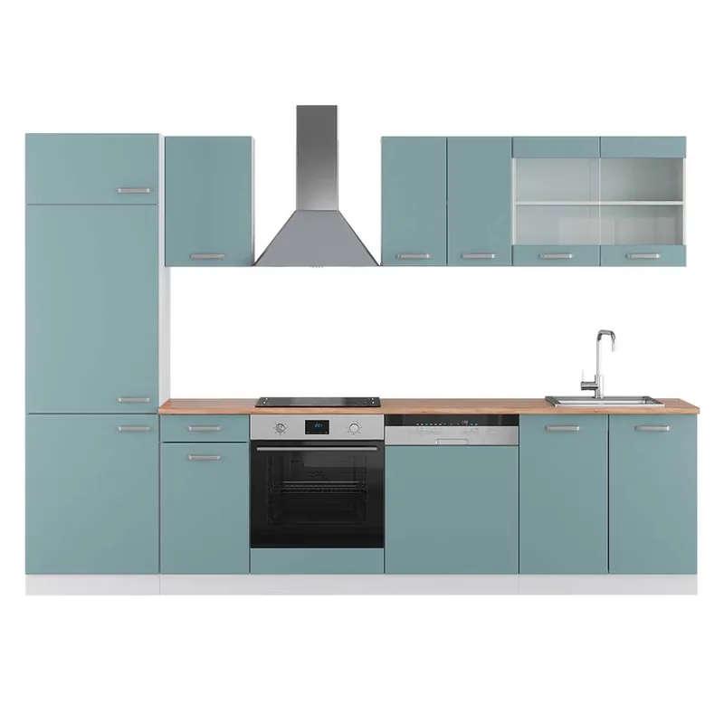 Nu rata Kitchenette R-Line Albastru-gri/alb 300 cm , AP Stejar Vicco