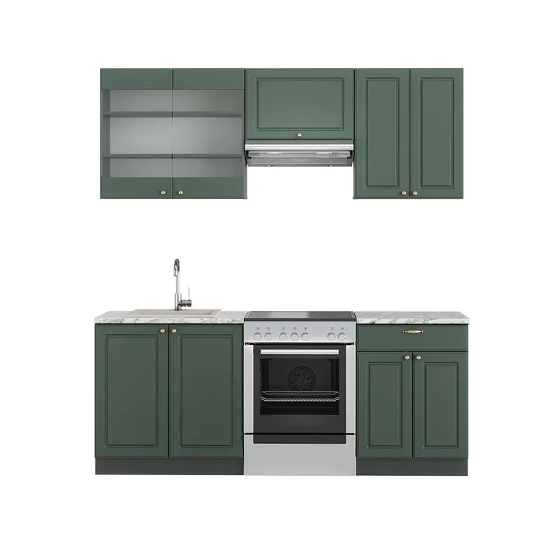 Preț promoțional Kitchenette Fame-Line Casă de țară verde-aurie/antracit 200 cm , AP Marmură Vicco