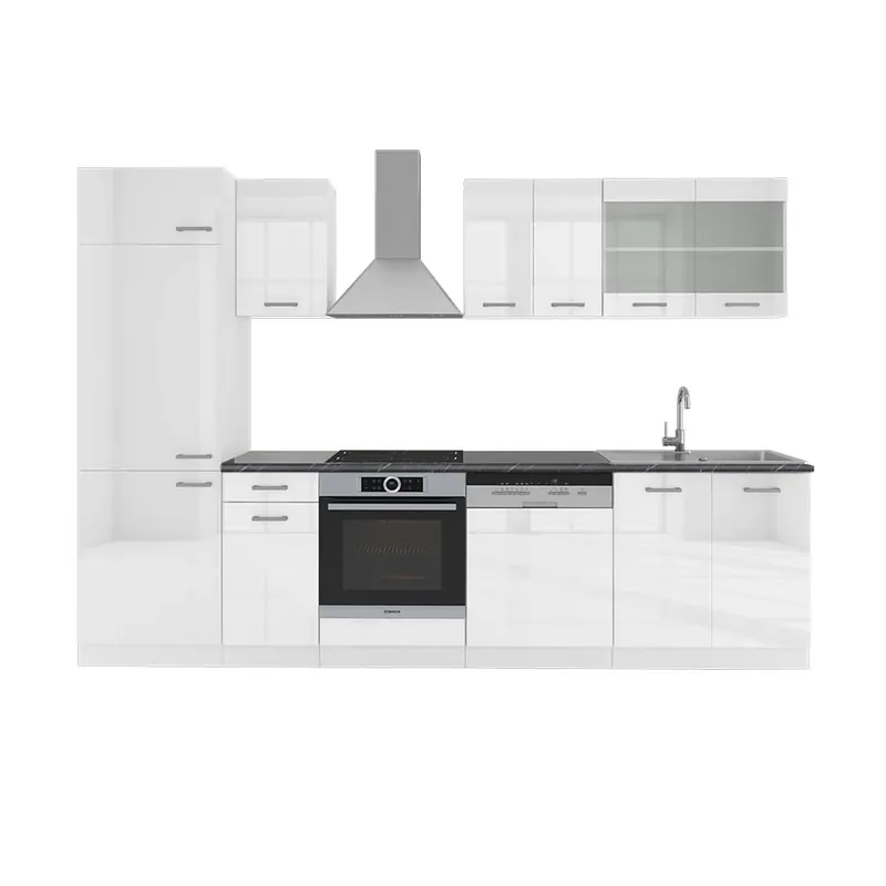Bestseller Kitchenette R-Line Alb lucios/alb 300 cm , AP Antracit Vicco