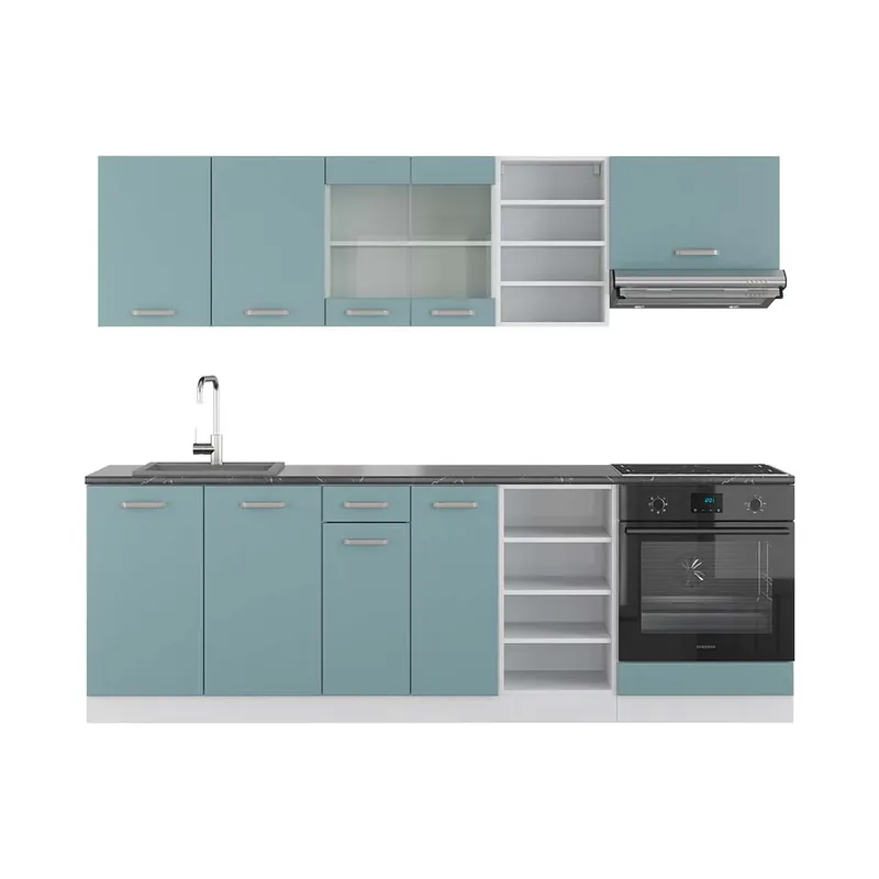 Chilipir Kitchenette R-Line Albastru-gri/alb 240 cm , AP Antracit Vicco