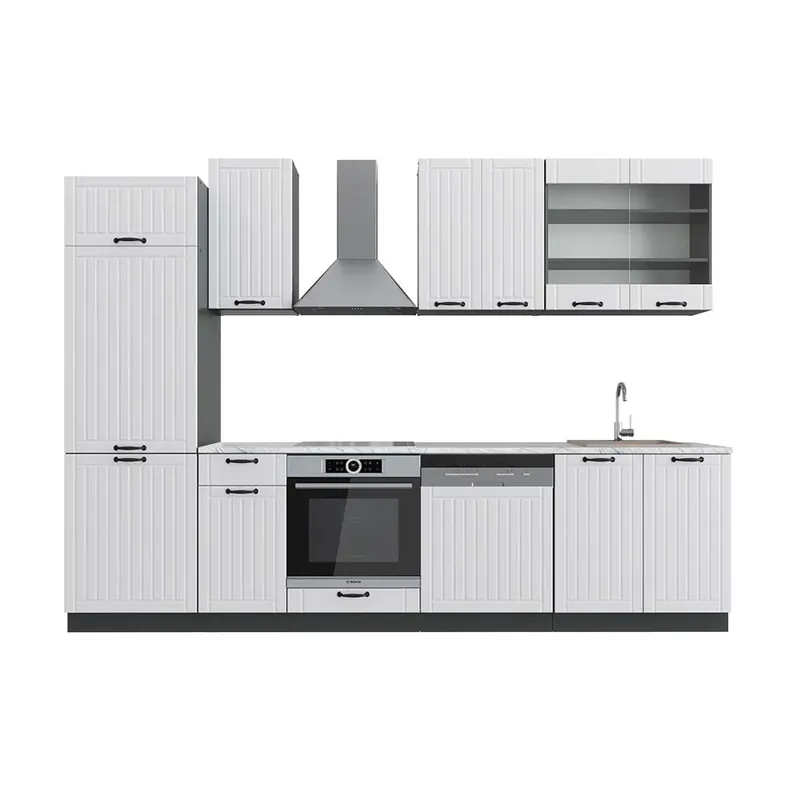 Chilipir Kitchenette Fame-Line Casă de țară albă/antracit 300 cm , AP Marmură Vicco