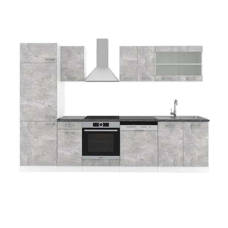 Kitchenette R-Line Beton/Alb 300 cm , AP Antracit Vicco Preferatul clienților