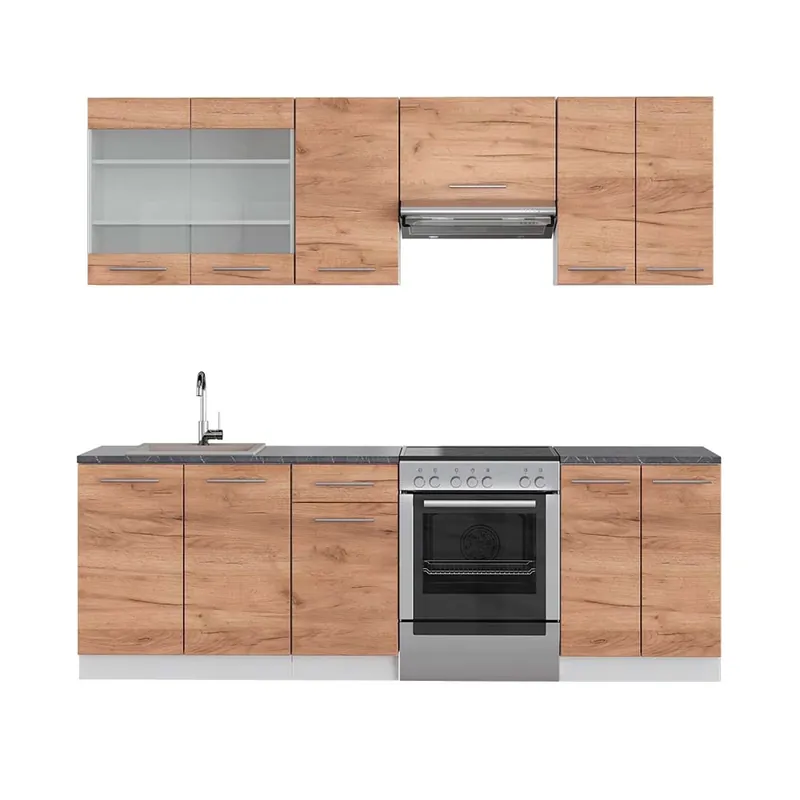 Bestseller Kitchenette Fame-Line Stejar Goldkraft/alb 240 cm , AP Antracit Vicco