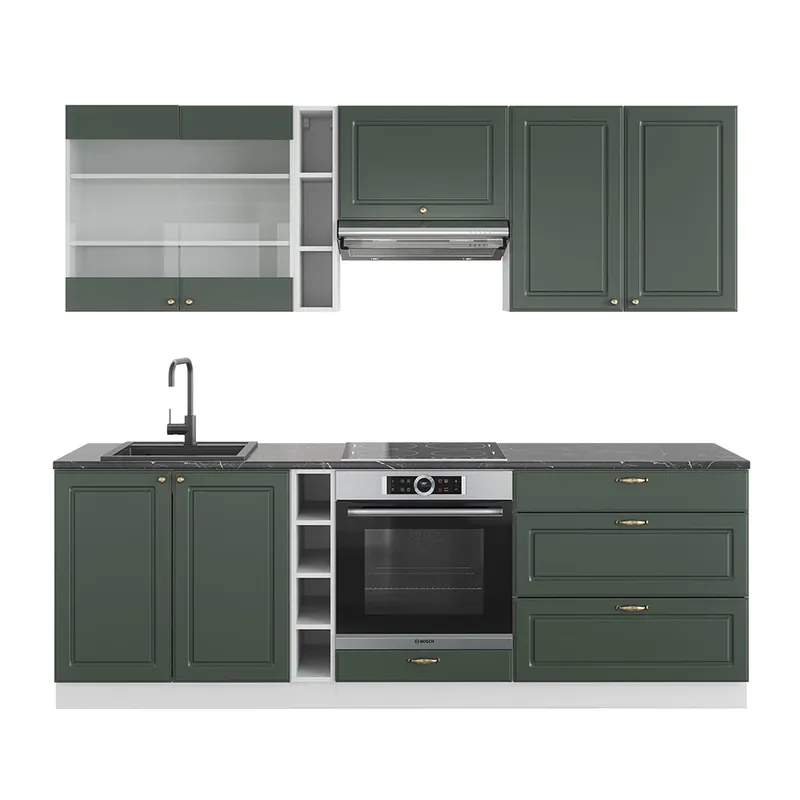 Kitchenette Fame-Line Casă de țară verde-aurie/alb 235 cm , AP Antracit Vicco Nu rata
