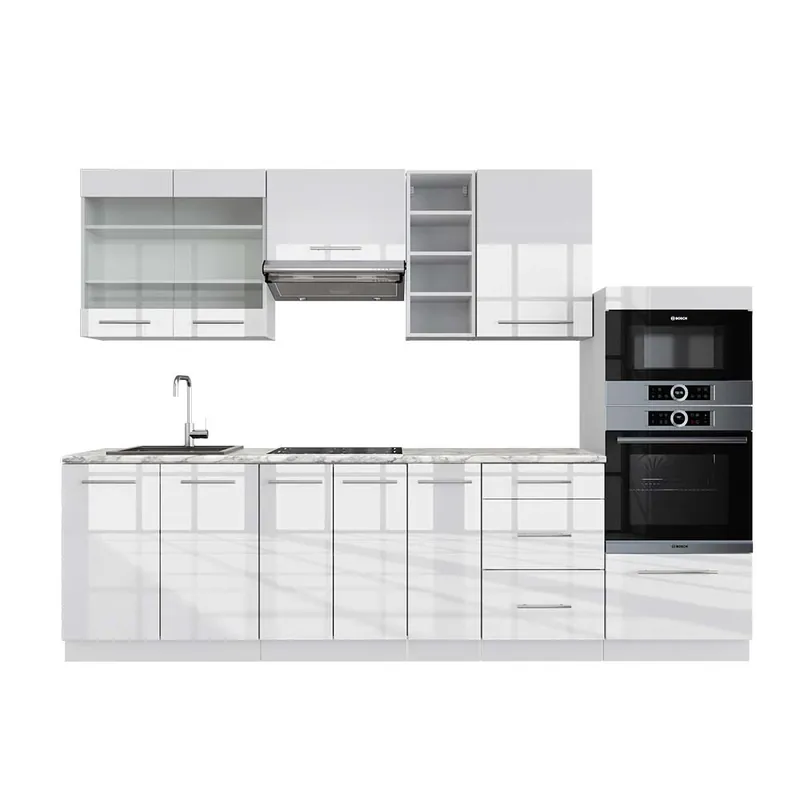 Kitchenette Fame-Line Alb lucios/alb 280 cm , AP Marmură Vicco Cumpără online