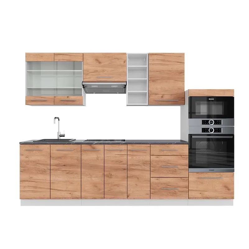 Plată sigură Kitchenette Fame-Line Stejar Goldkraft/alb 280 cm , AP Antracit Vicco