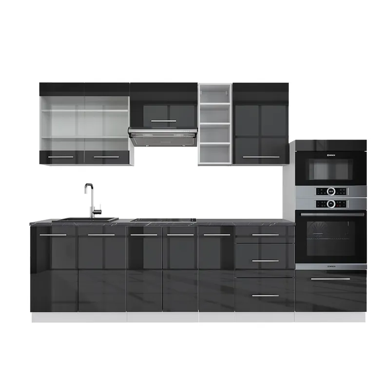 Livrare expres Kitchenette Fame-Line Antracit lucios/alb 280 cm , AP Antracit Vicco