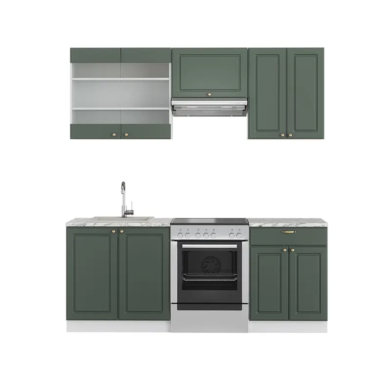 Kitchenette Fame-Line Casă de țară verde-aurie/alb 200 cm , AP Marmură Vicco Cumpără acum