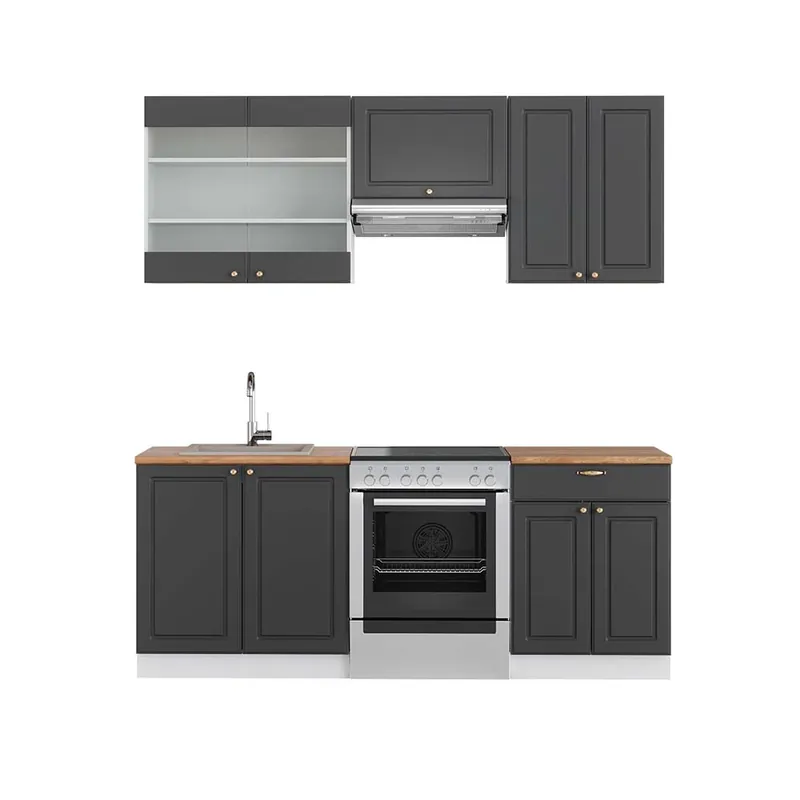 Kitchenette Fame-Line Antracit auriu/alb 200 cm , AP Stejar Vicco Vezi acum