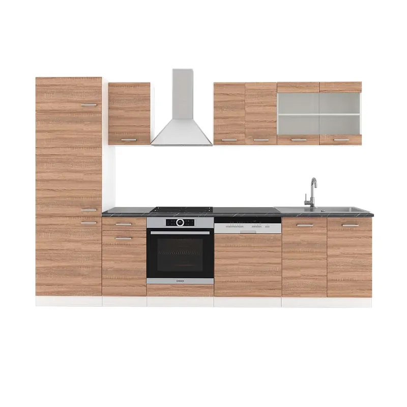 Ofertă de sezon Kitchenette R-Line Sonoma/Alb 300 cm , AP Antracit Vicco