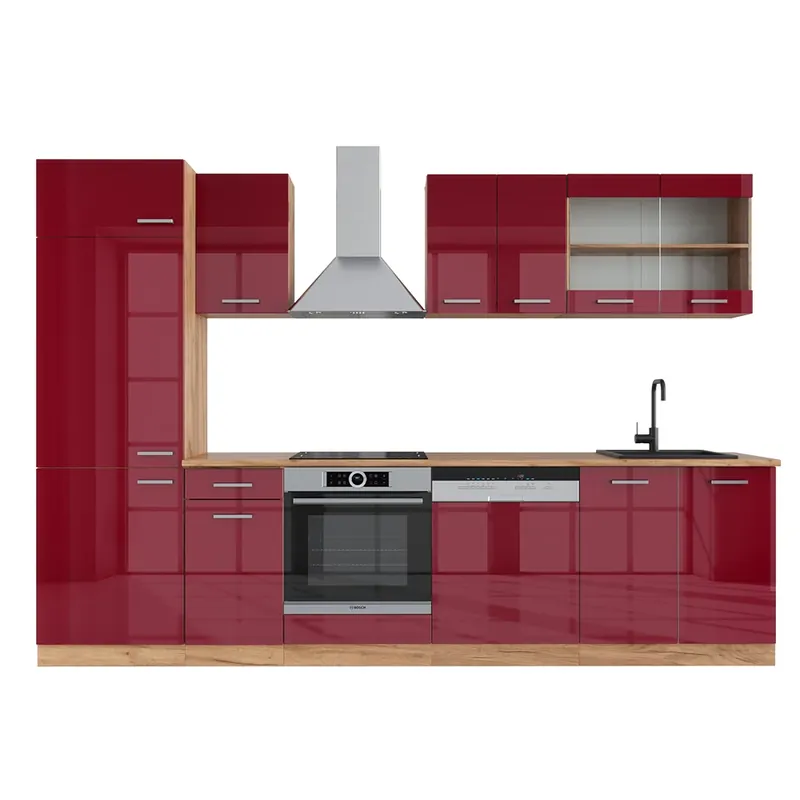 Ofertă limitată Kitchenette R-Line Stejar roșu/golden lucios 300 cm , AP Stejar Vicco