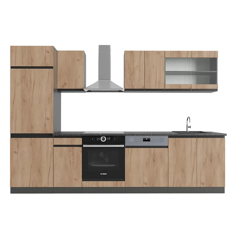 Preț promoțional Kitchenette R-Line Stejar Goldkraft/antracit 300 cm , AP Antracit Vicco