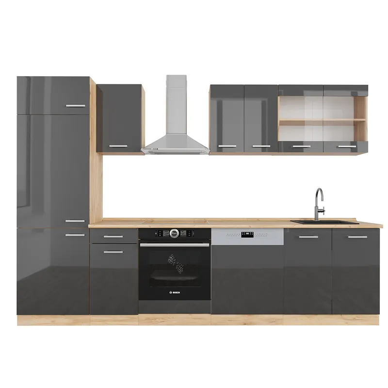 Doar azi Kitchenette R-Line Antracit lucios/stejar Goldkraft 300 cm , AP Stejar Vicco