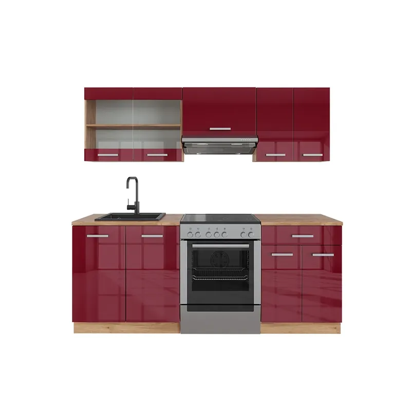 Calitate înaltă Kitchenette R-Line Stejar roșu/golden lucios 200 cm , AP Stejar Vicco