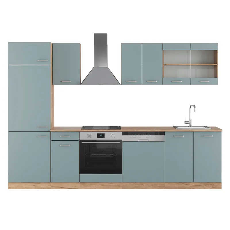 Kitchenette R-Line Stejar albastru-gri/Goldkraft 300 cm , AP Stejar Vicco Ofertă de sezon