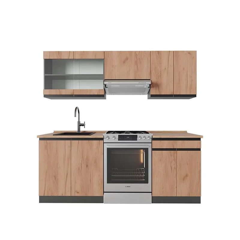 Ofertă exclusivă Kitchenette R-Line Stejar Goldkraft/antracit 200 cm , AP Stejar Vicco