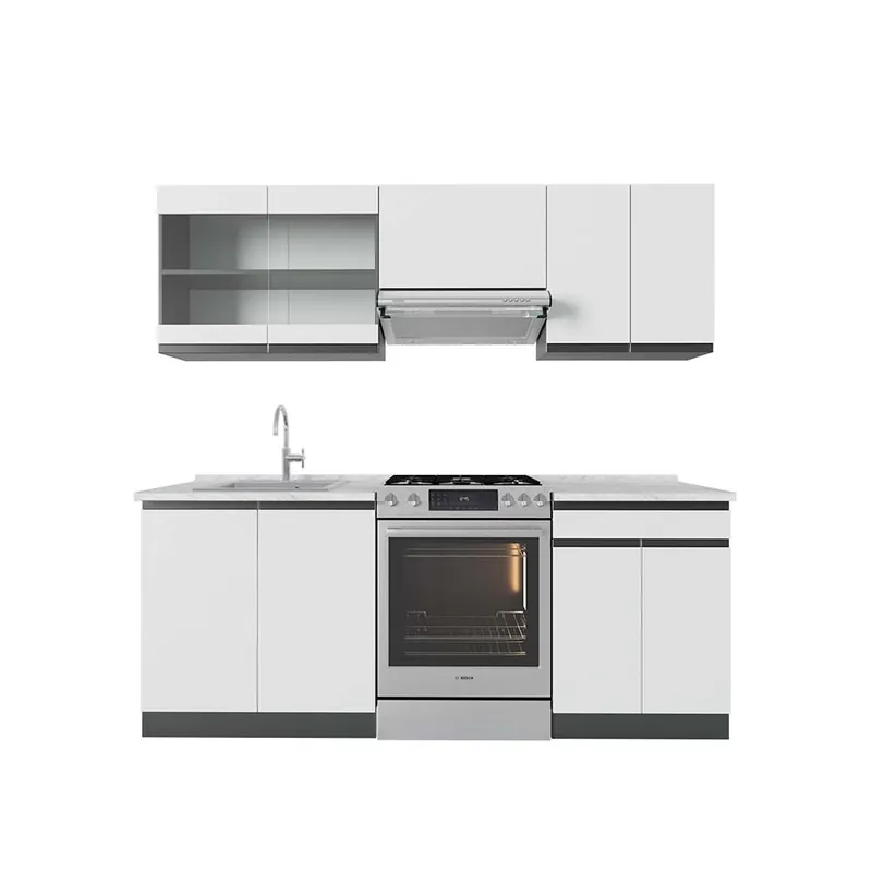 Preferatul clienților Kitchenette R-Line Alb/antracit 200 cm , AP Marmură Vicco