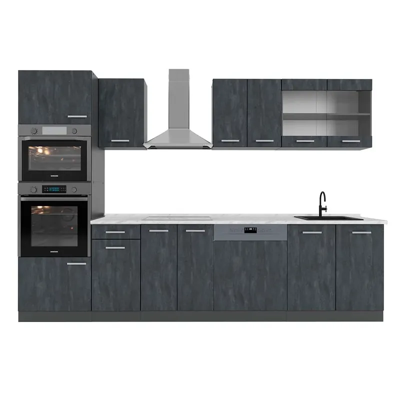 Nu rata Kitchenette R-Line Beton negru/antracit 300 cm marmură AP Vicco