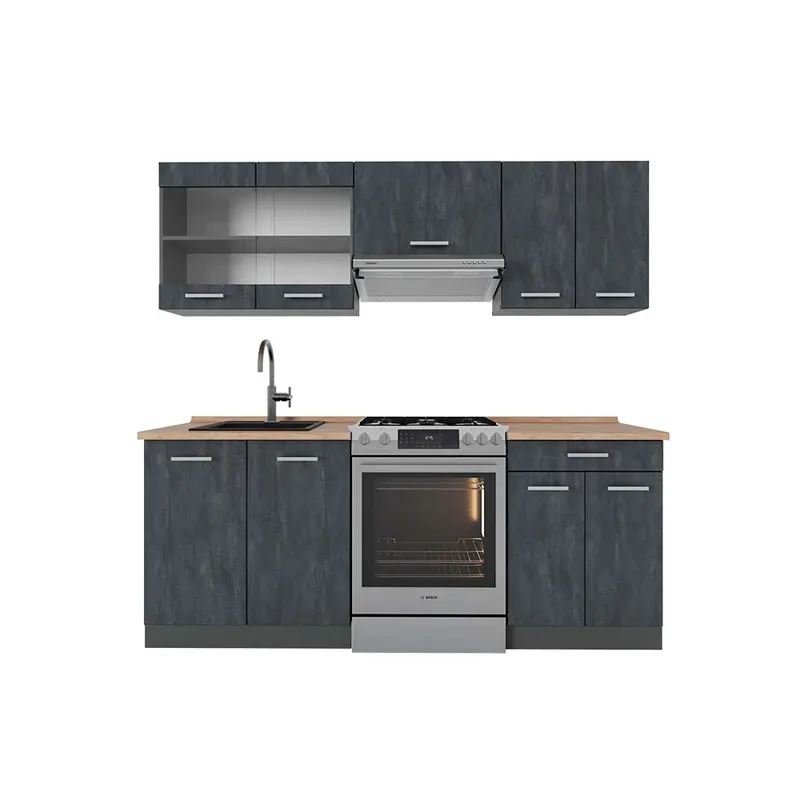 Preț promoțional Kitchenette R-Line Beton negru/antracit 200 cm AP stejar Vicco