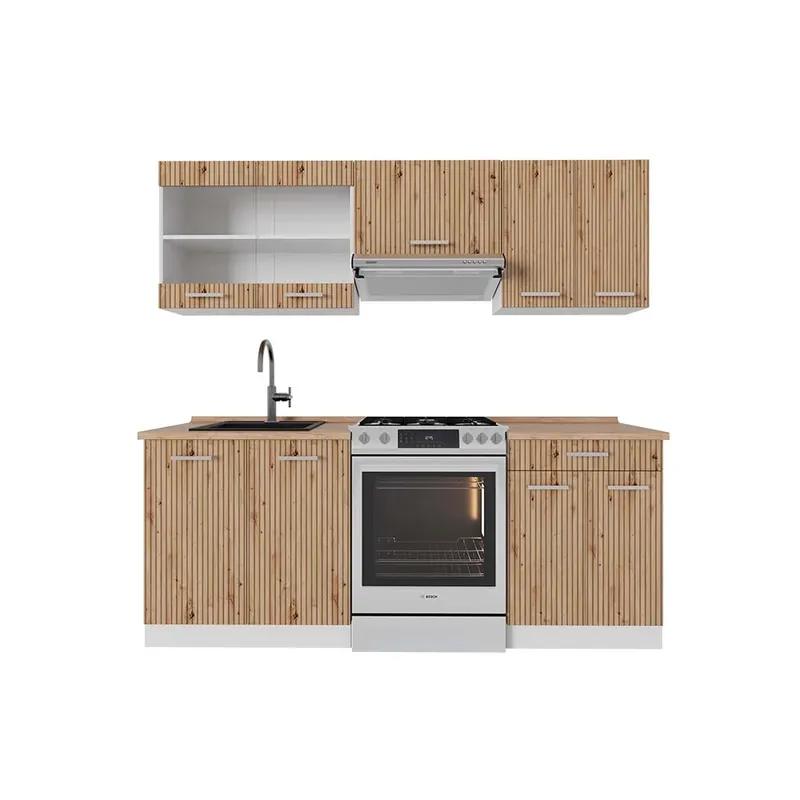 Kitchenette R-Line Stejar artizanal/alb 200 cm , AP Stejar Vicco Reducere extra