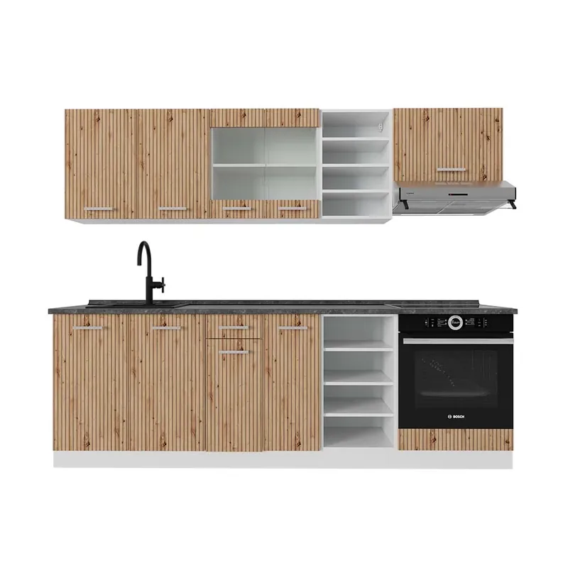 Ofertă Kitchenette R-Line Stejar artizanal/alb 240 cm , AP Antracit Vicco