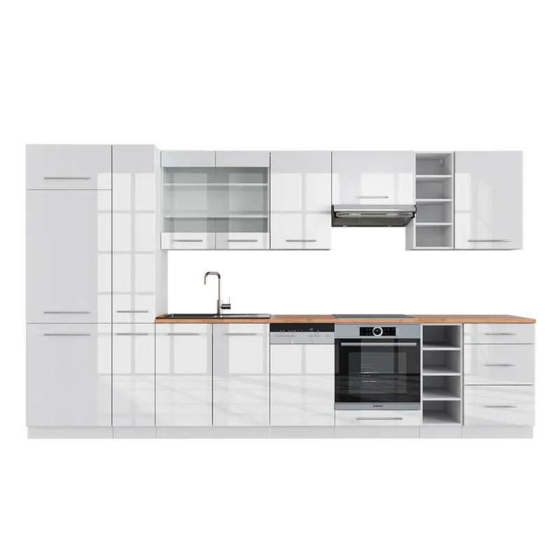 Kitchenette Fame-Line Alb lucios/alb 355 cm , AP Stejar Vicco Preț redus