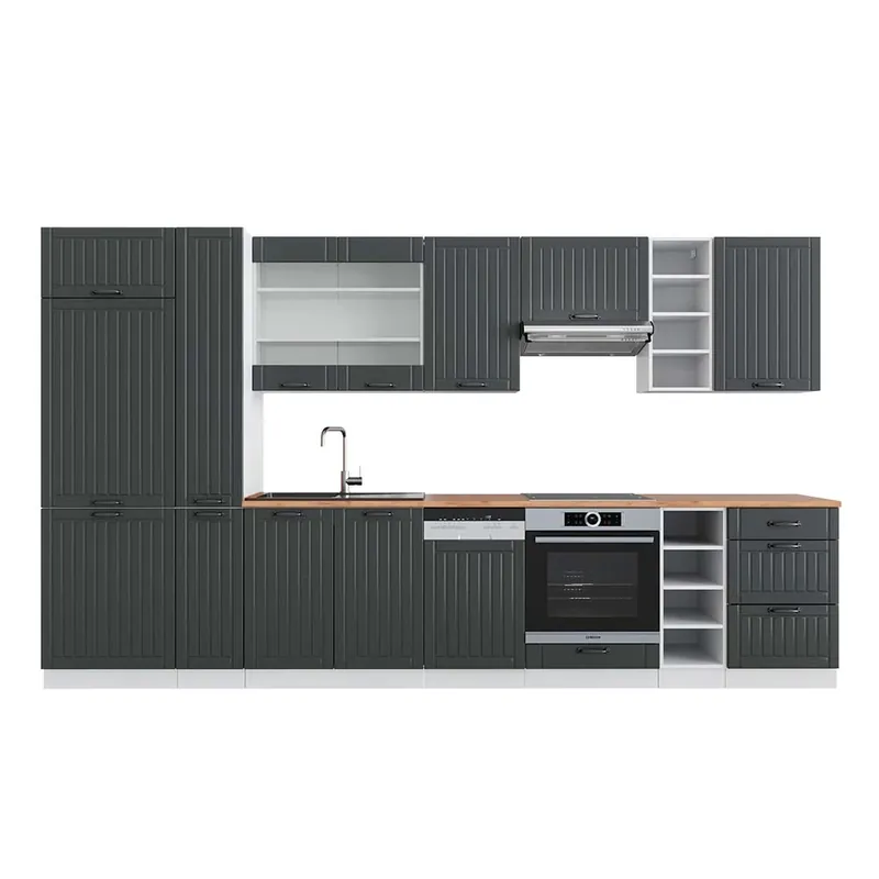 Kitchenette Fame-Line Casă de țară antracit/alb 355 cm , AP Stejar Vicco Reducere specială