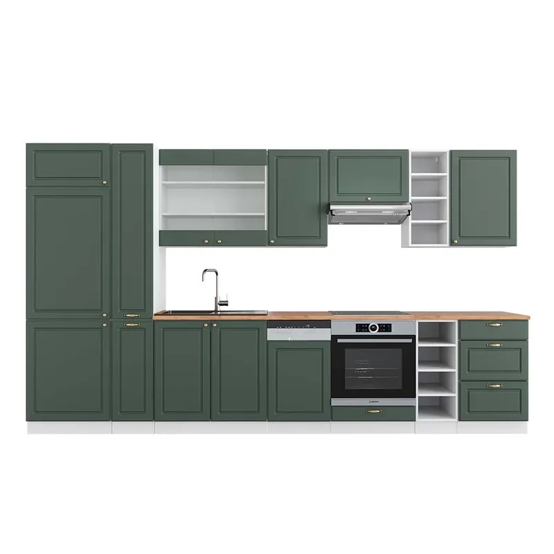 Kitchenette Fame-Line Casă de țară verde-aurie/alb 355 cm , AP Stejar Vicco Cel mai bun preț