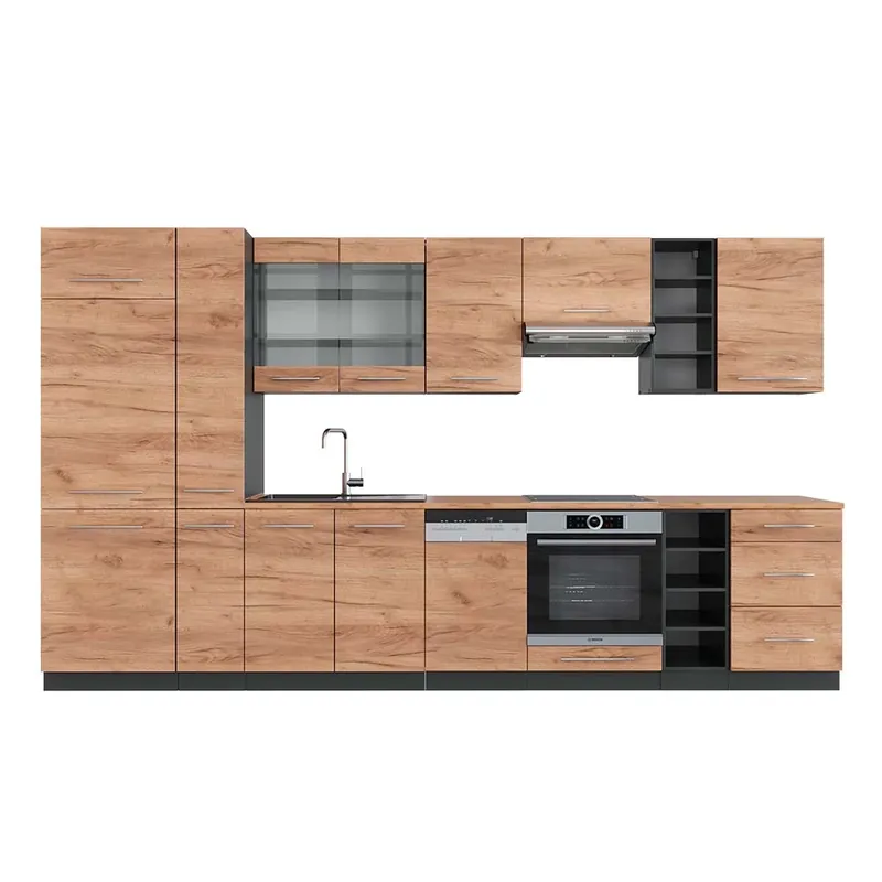 Kitchenette Fame-Line Stejar Goldkraft/antracit 355 cm , AP Stejar Vicco Expediere rapidă