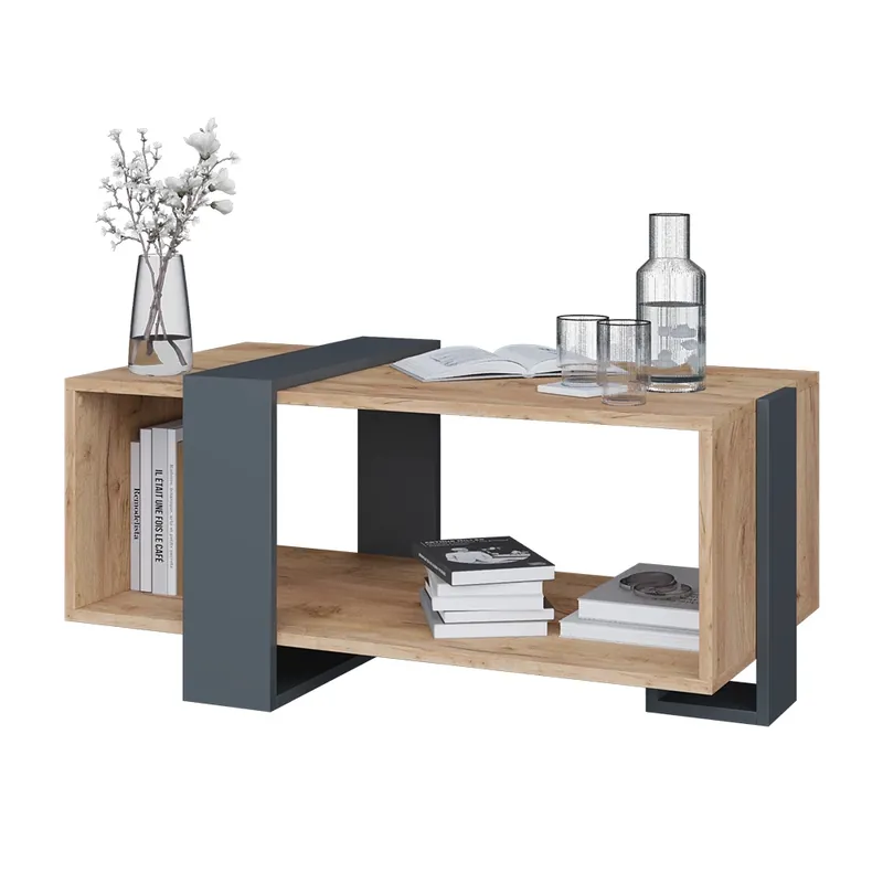 Popular Masă de cafea Aven Stejar antracit/Goldkraft 91.5 x 52 cm Vicco