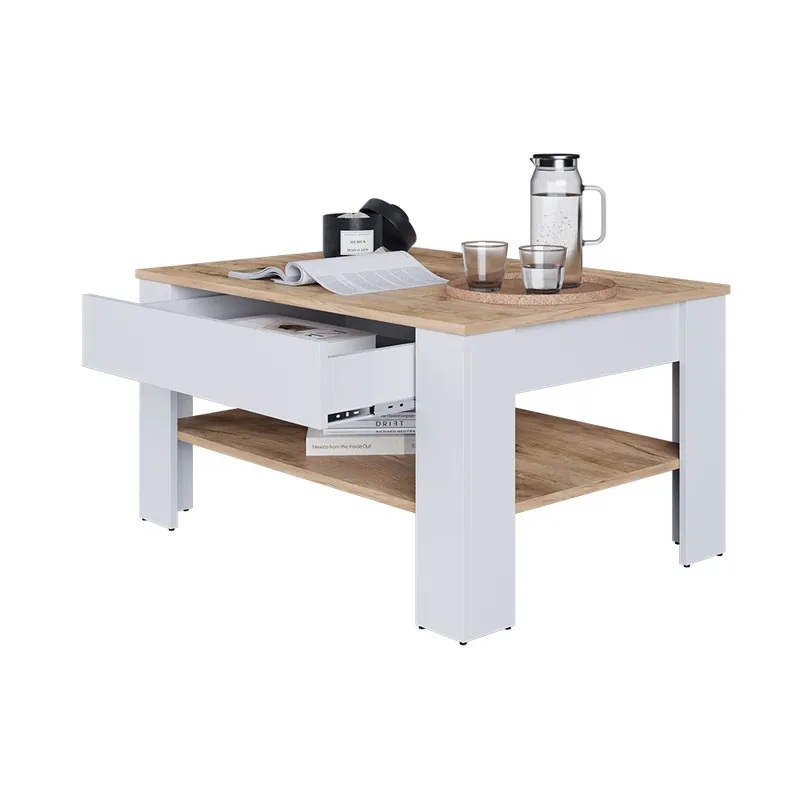 Masă de cafea Milan Stejar alb/golden 92.2 x 65 cm Vicco Discount