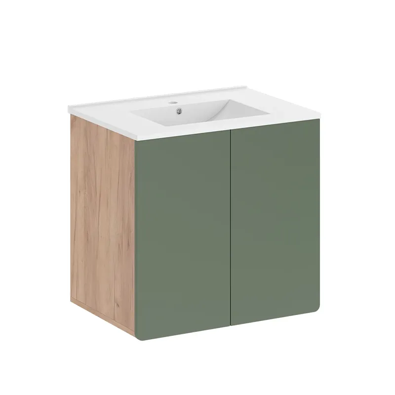 Reducere Set mobilier baie Izan Goldkraft stejar/verde Vicco