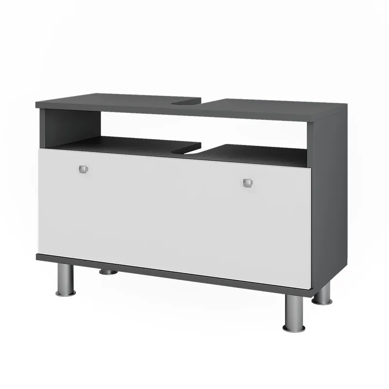 Dulap pentru chiuvetă Fynn Alb lucios/antracit 80.2x54 cm cu sertar Vicco Preț promoțional