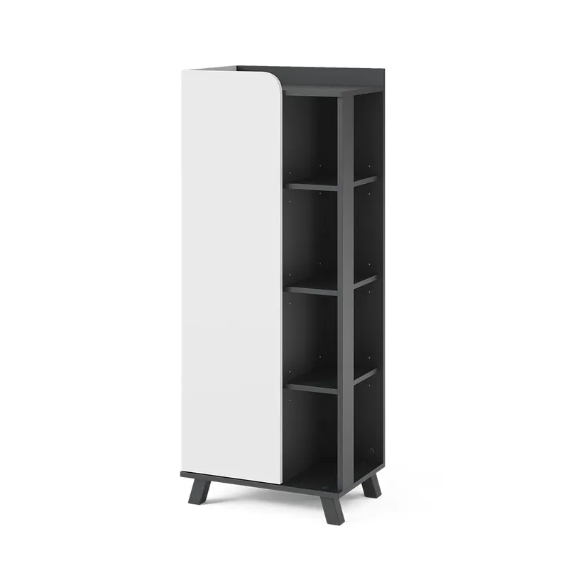 ViccoDulap midi"Karen",Antracit/alb ,50x128 cm cu ușă și compartimente deschise Super ofertă