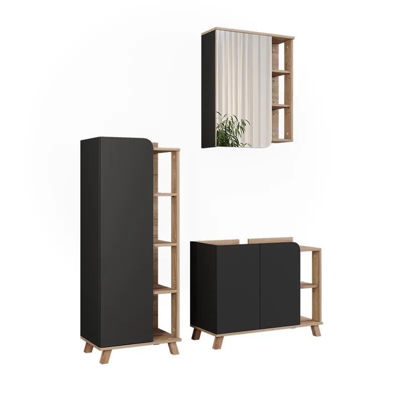 Set mobilier baie Karen Sonoma/antracite 3 părți Vicco Promoție